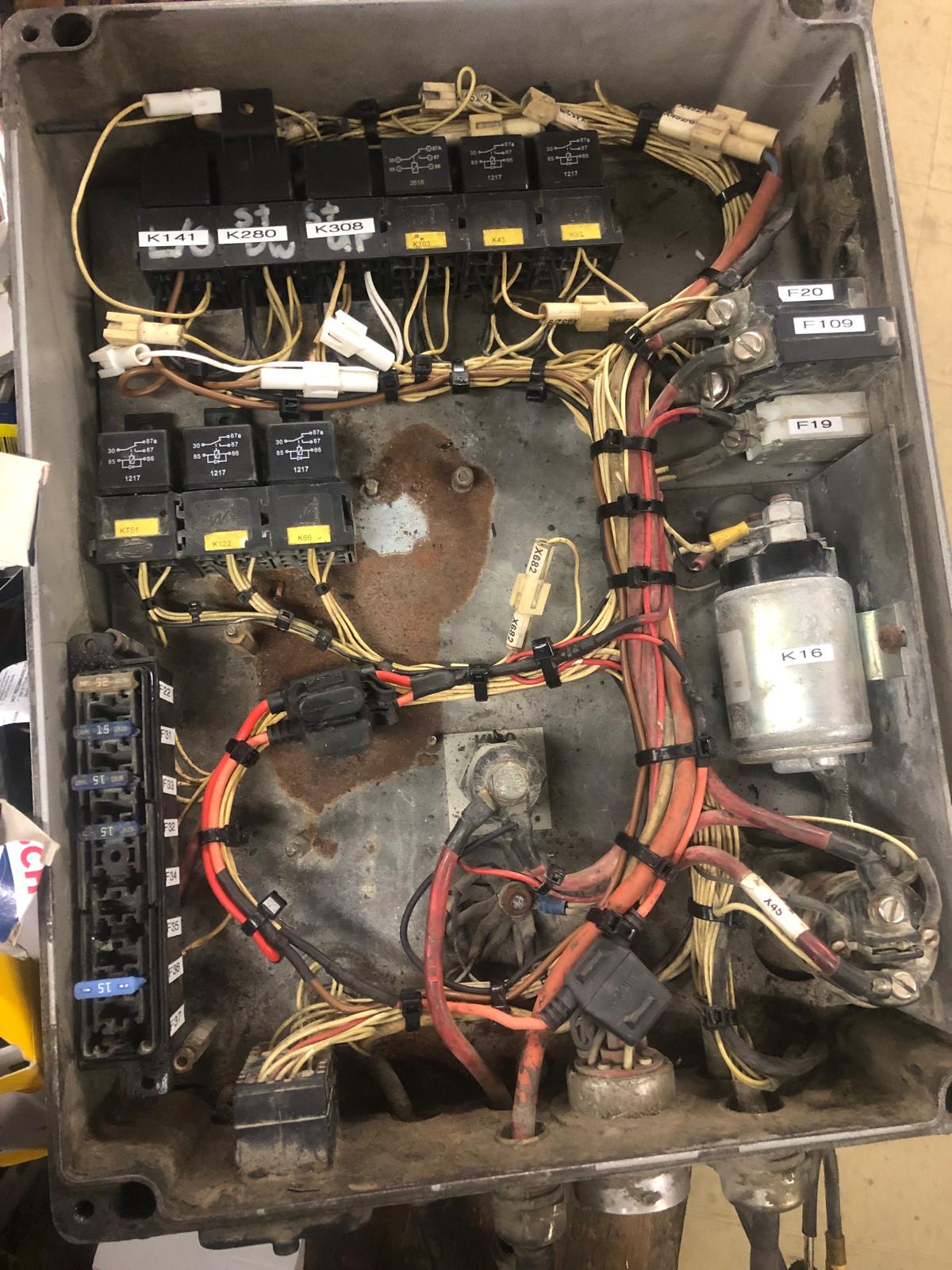 Heavy machinery electrical system before rebuild